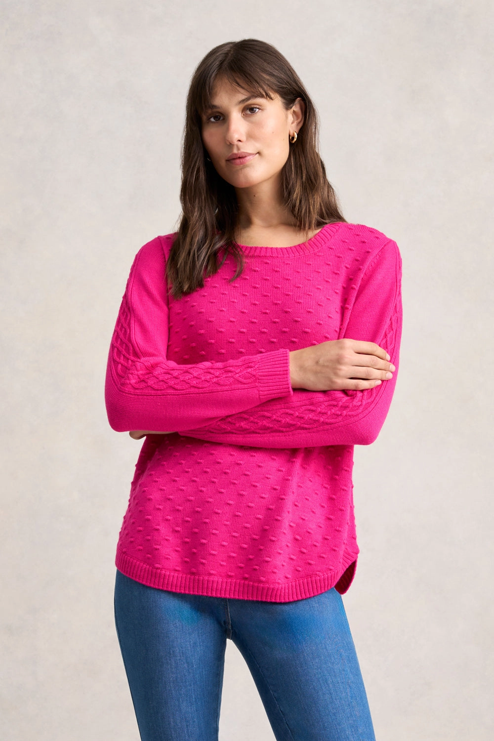 Merino Wool Popcorn Jumper - Hot Pink