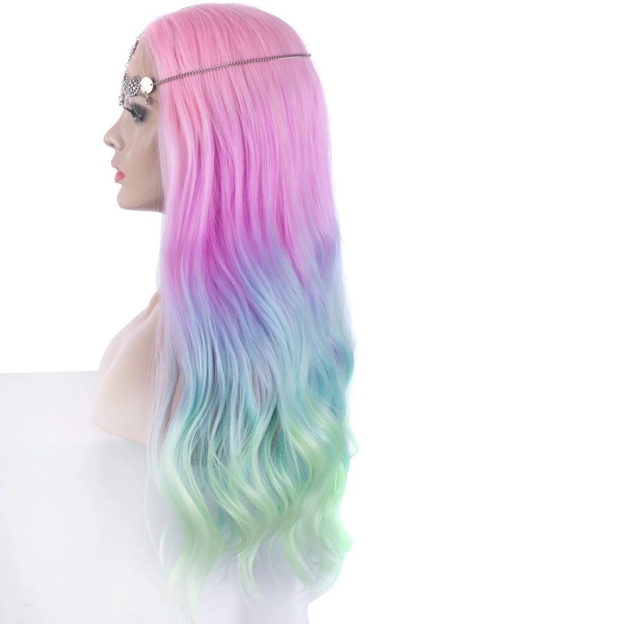 Mermaid - Colorful Long Wavy Synthetic Lace Front Wig Imstyle