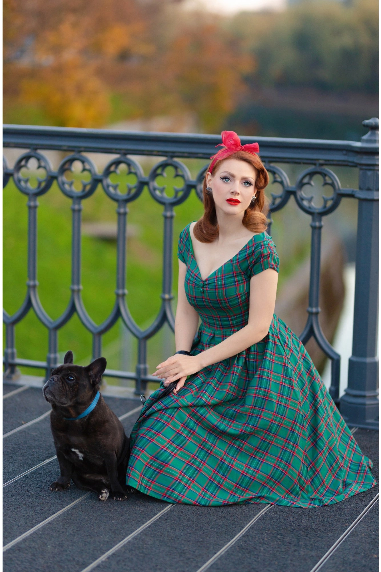 Miss Lily Dress in Green Tartan