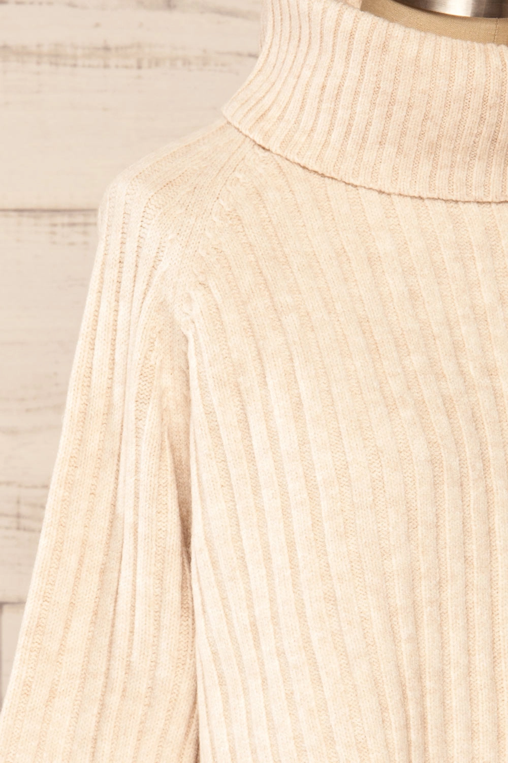 Paramaribo Beige | Asymmetrical Knit Turtleneck Sweater