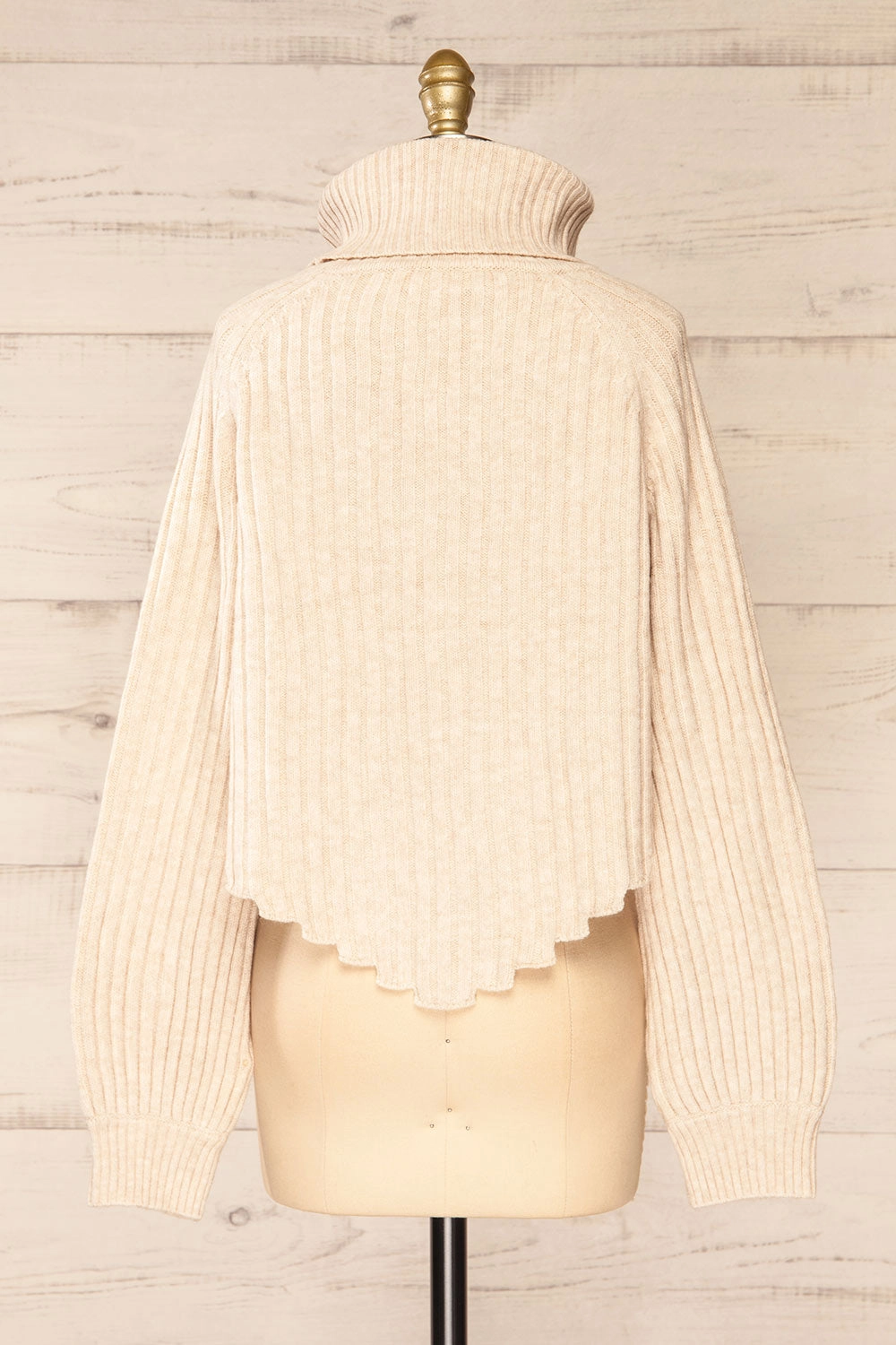 Paramaribo Beige | Asymmetrical Knit Turtleneck Sweater