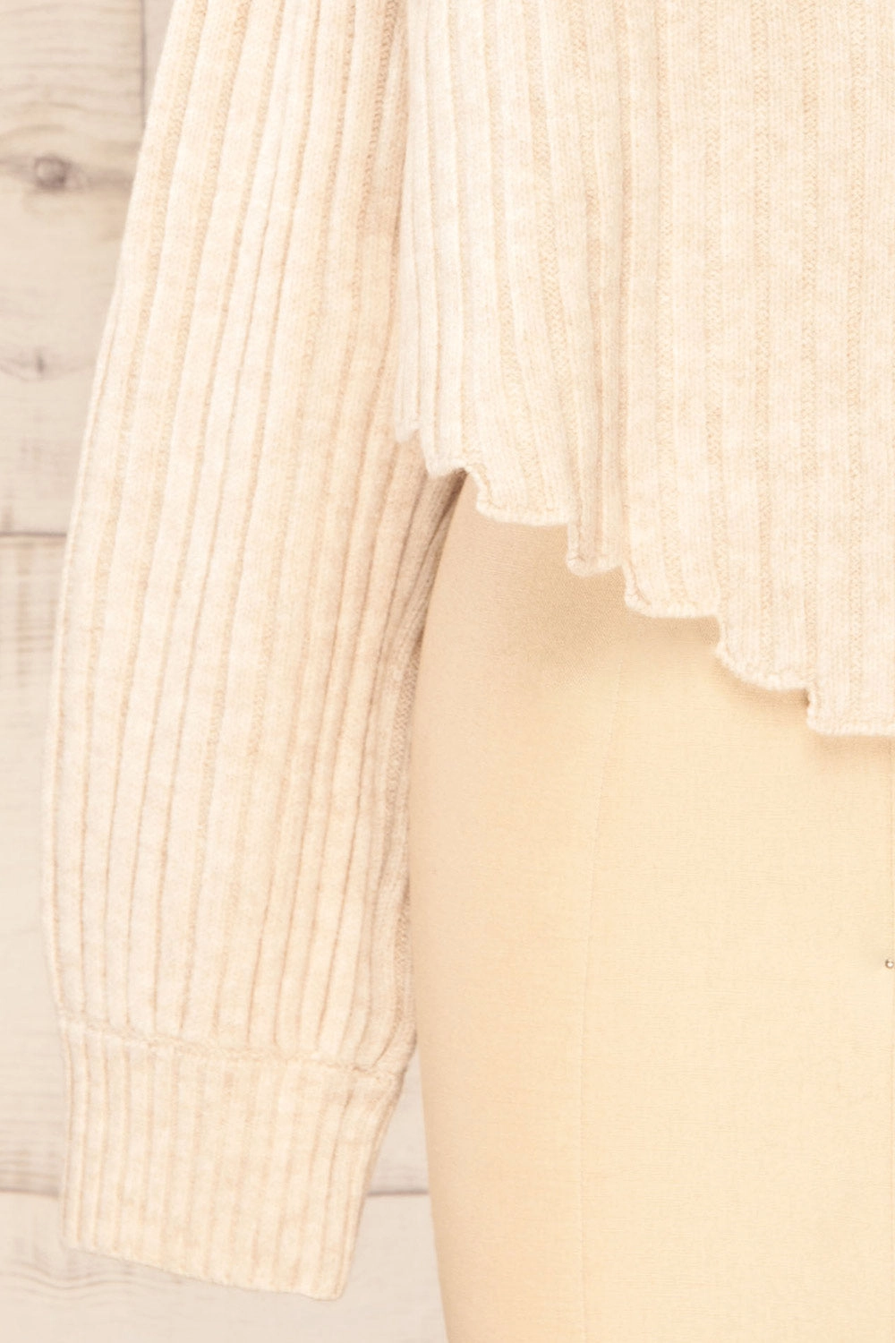 Paramaribo Beige | Asymmetrical Knit Turtleneck Sweater