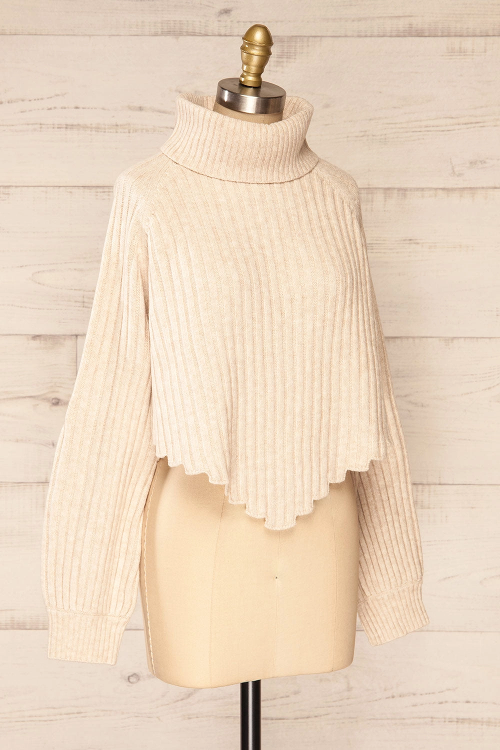 Paramaribo Beige | Asymmetrical Knit Turtleneck Sweater