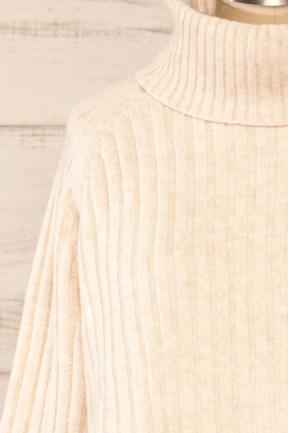 Paramaribo Beige | Asymmetrical Knit Turtleneck Sweater