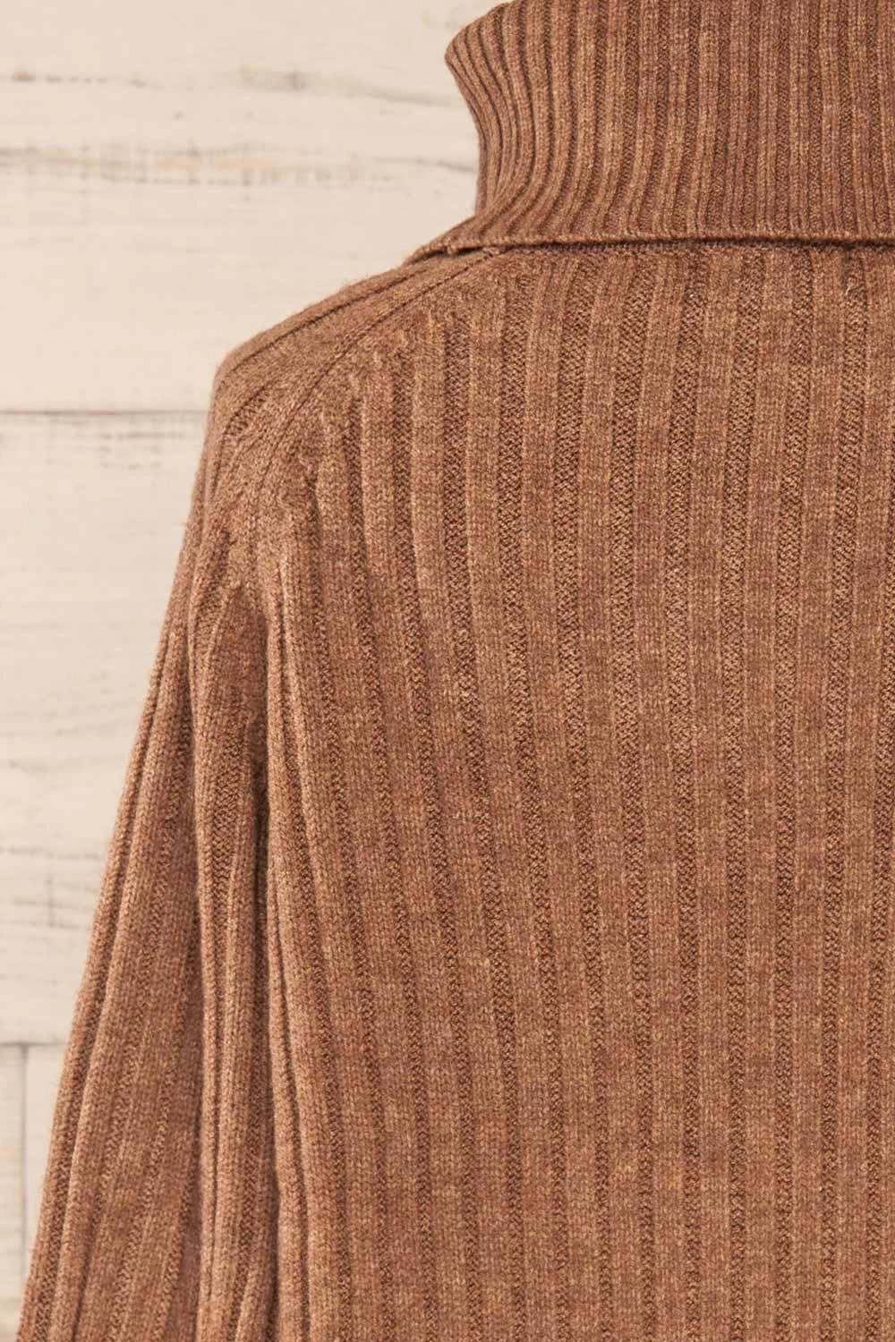Paramaribo Brown | Asymmetrical Knit Turtleneck Sweater
