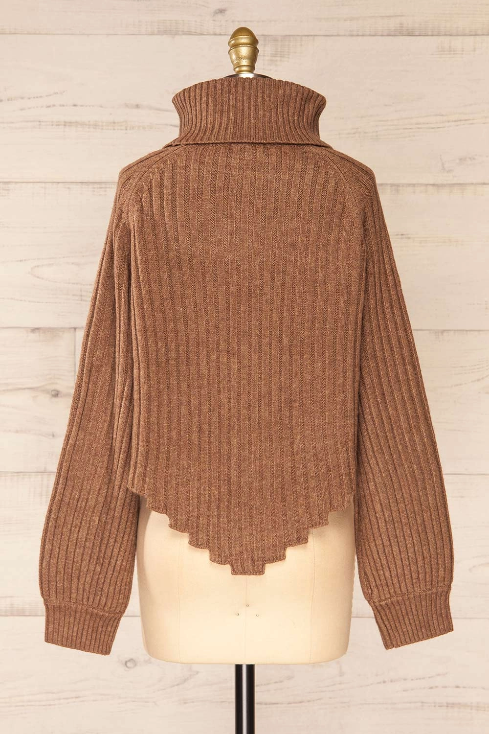 Paramaribo Brown | Asymmetrical Knit Turtleneck Sweater