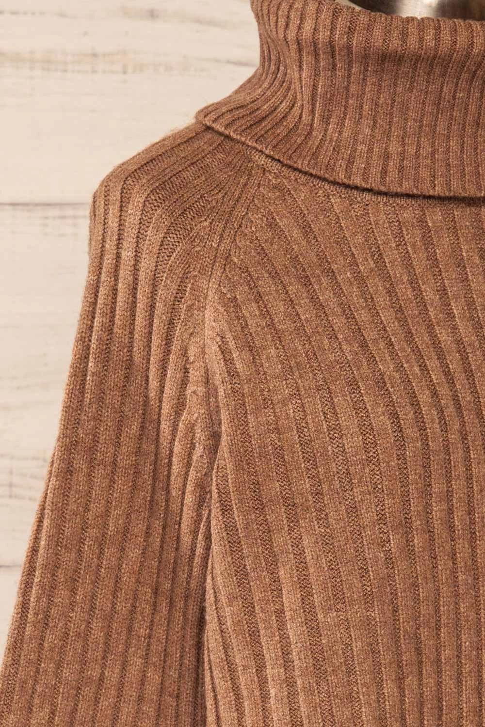 Paramaribo Brown | Asymmetrical Knit Turtleneck Sweater