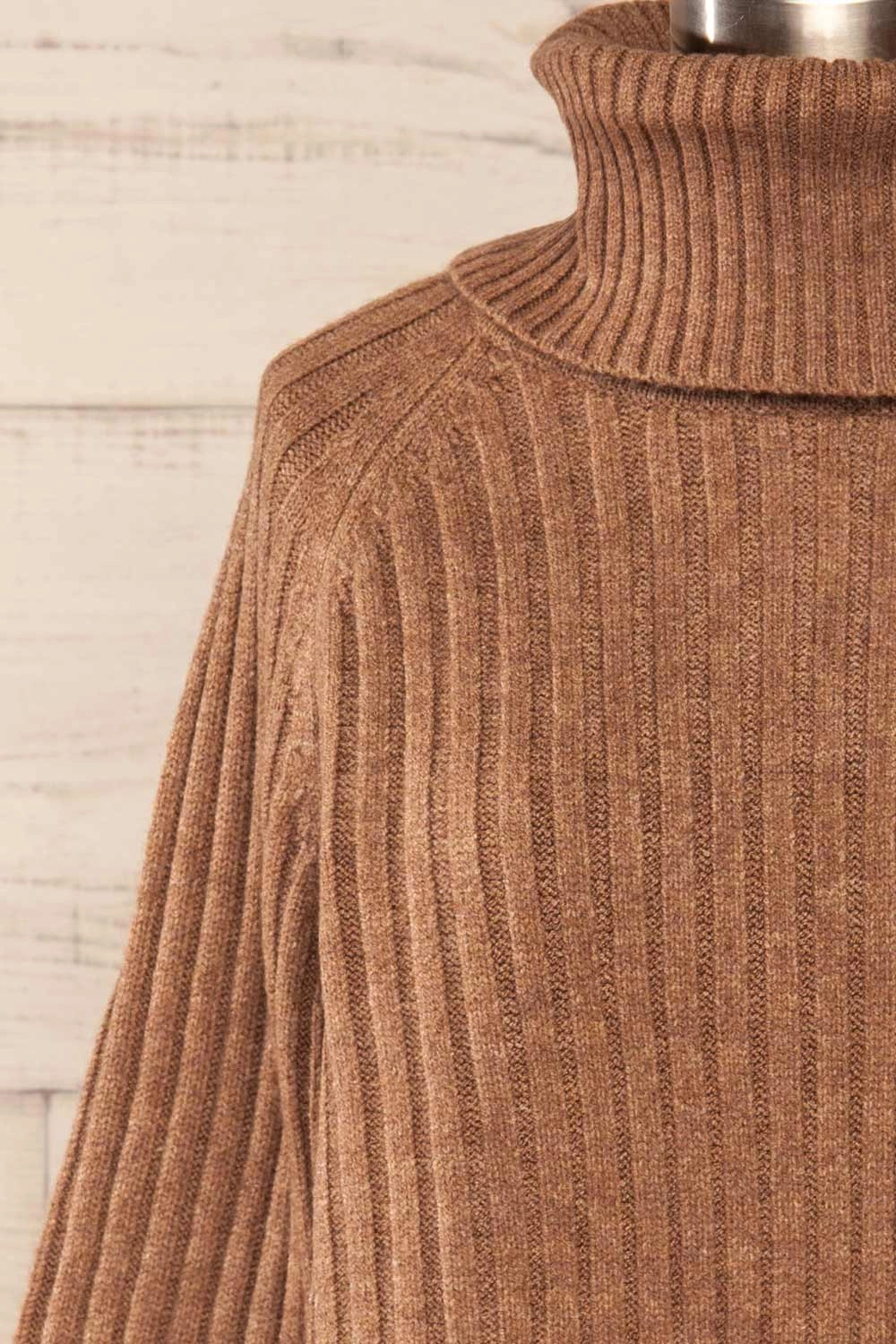 Paramaribo Brown | Asymmetrical Knit Turtleneck Sweater