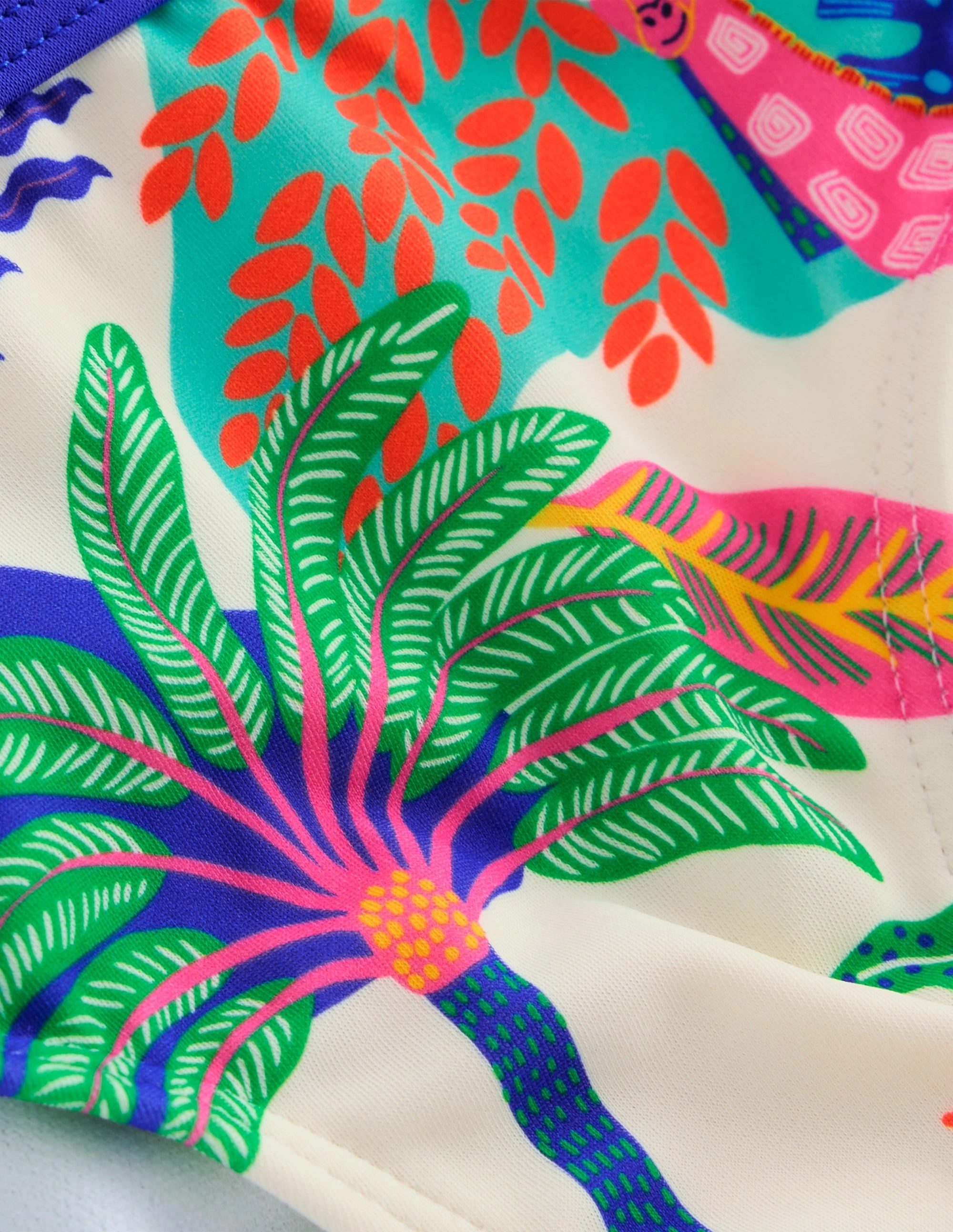Patterned Bikini Bottoms-Soft Ivory Multi Jungle