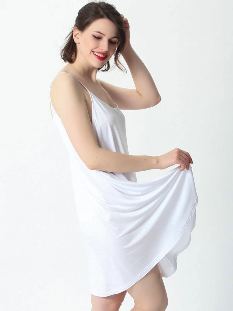 Plus Size Soft Night Dress Cool Sleep Midi Slip Dress