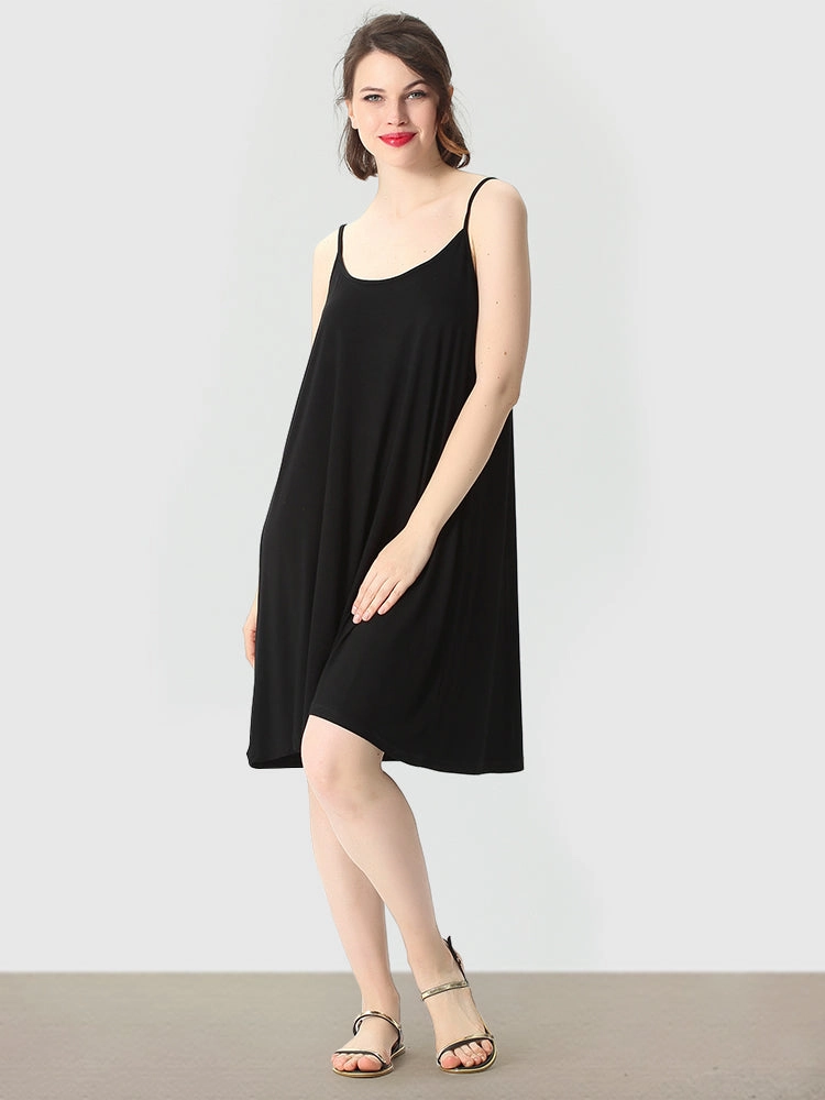 Plus Size Soft Night Dress Cool Sleep Midi Slip Dress