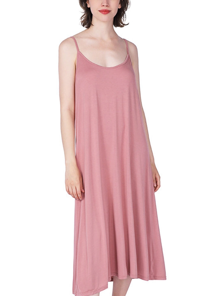 Plus Size Soft Night Dress Cool Sleep Midi Slip Dress