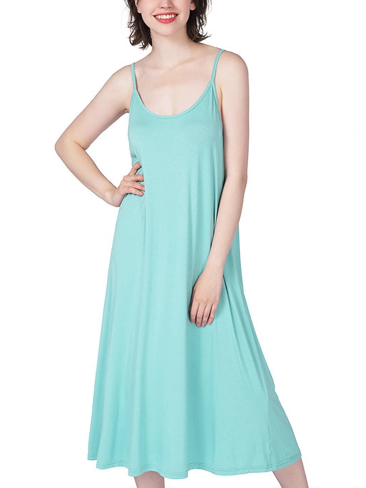 Plus Size Soft Night Dress Cool Sleep Midi Slip Dress