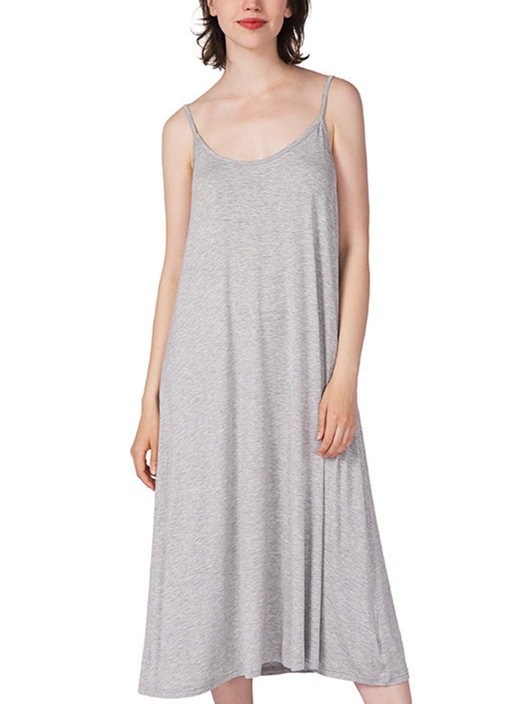 Plus Size Soft Night Dress Cool Sleep Midi Slip Dress
