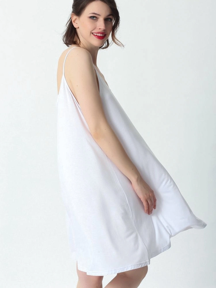 Plus Size Soft Night Dress Cool Sleep Midi Slip Dress