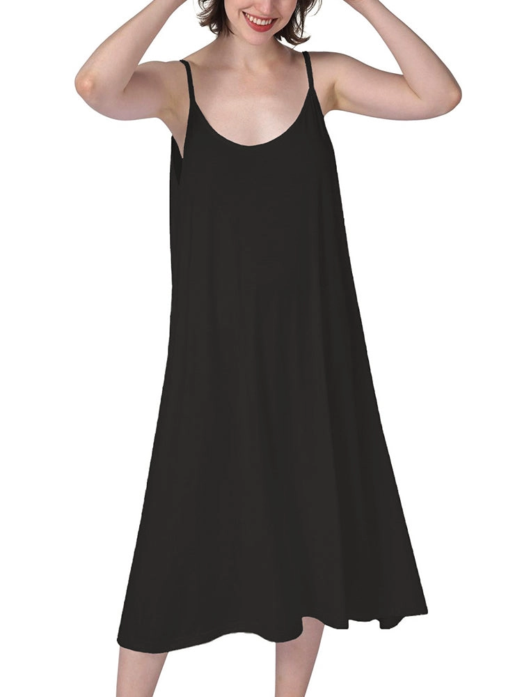 Plus Size Soft Night Dress Cool Sleep Midi Slip Dress
