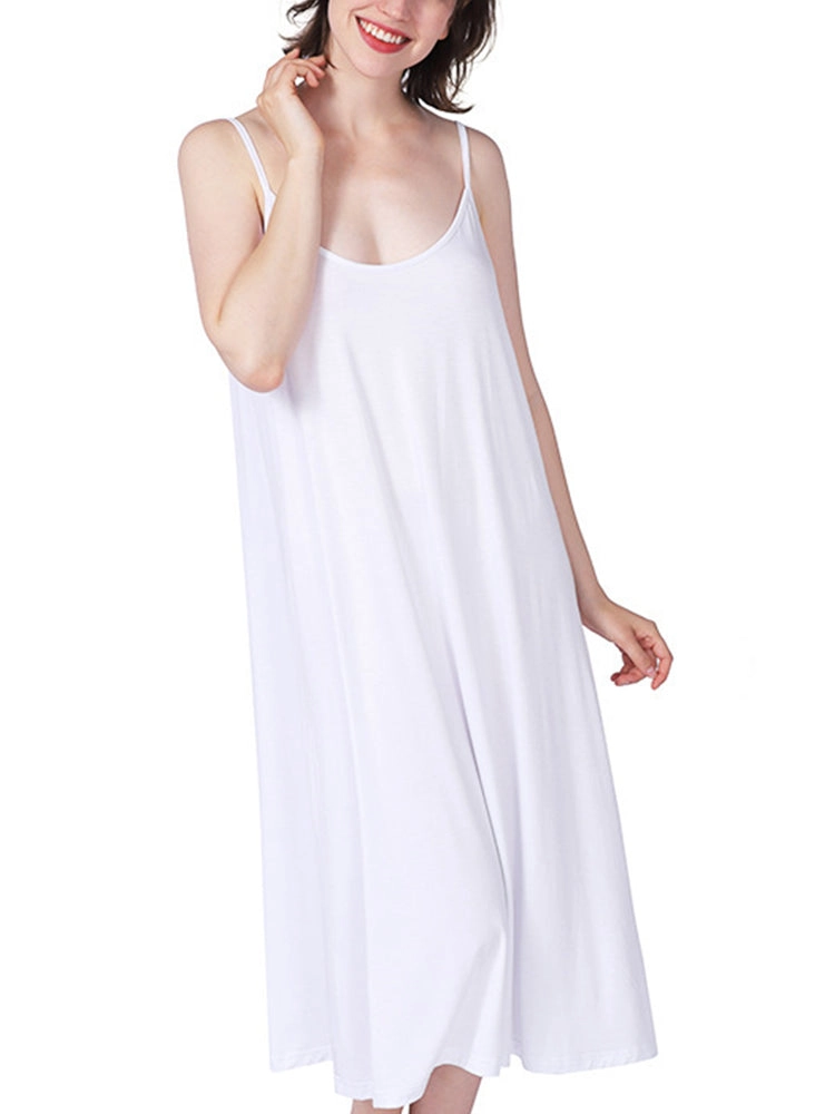 Plus Size Soft Night Dress Cool Sleep Midi Slip Dress