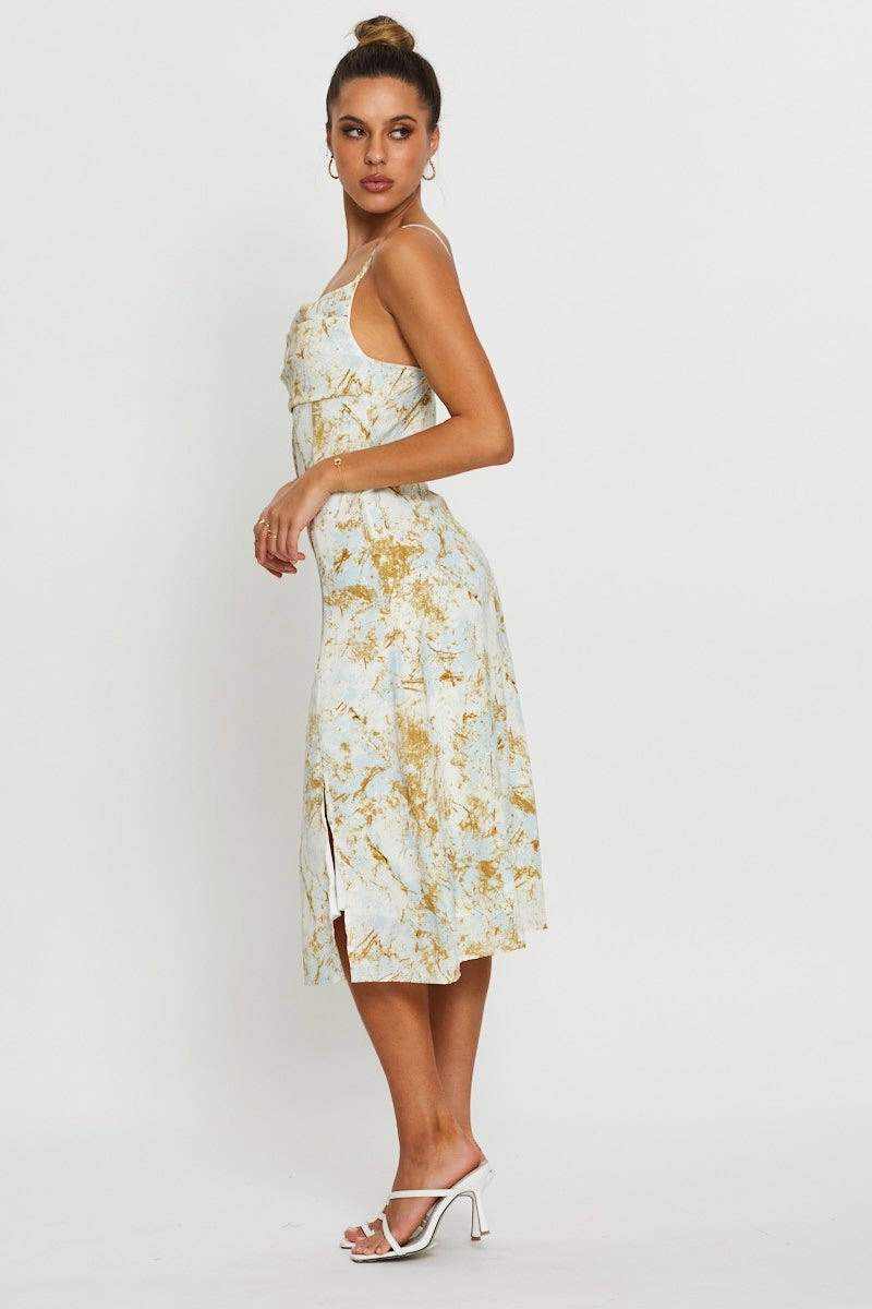 Print Slip Dress Midi