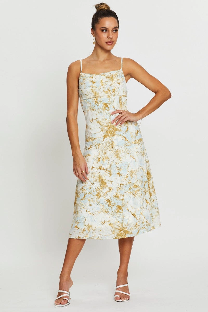 Print Slip Dress Midi