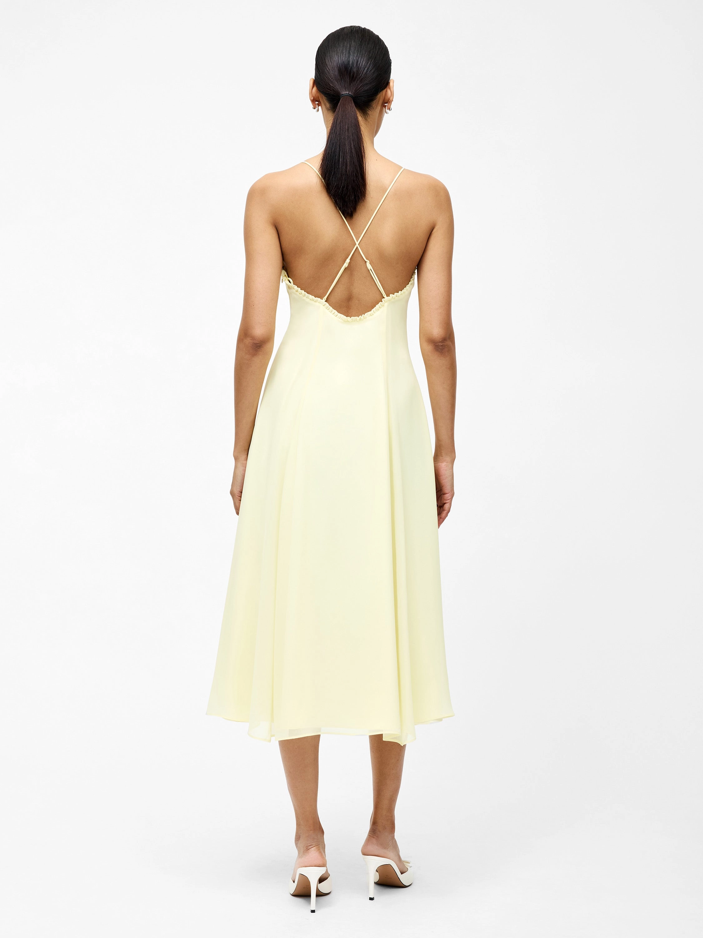 Raya Chiffon Ruffle Neck Midi Dress
