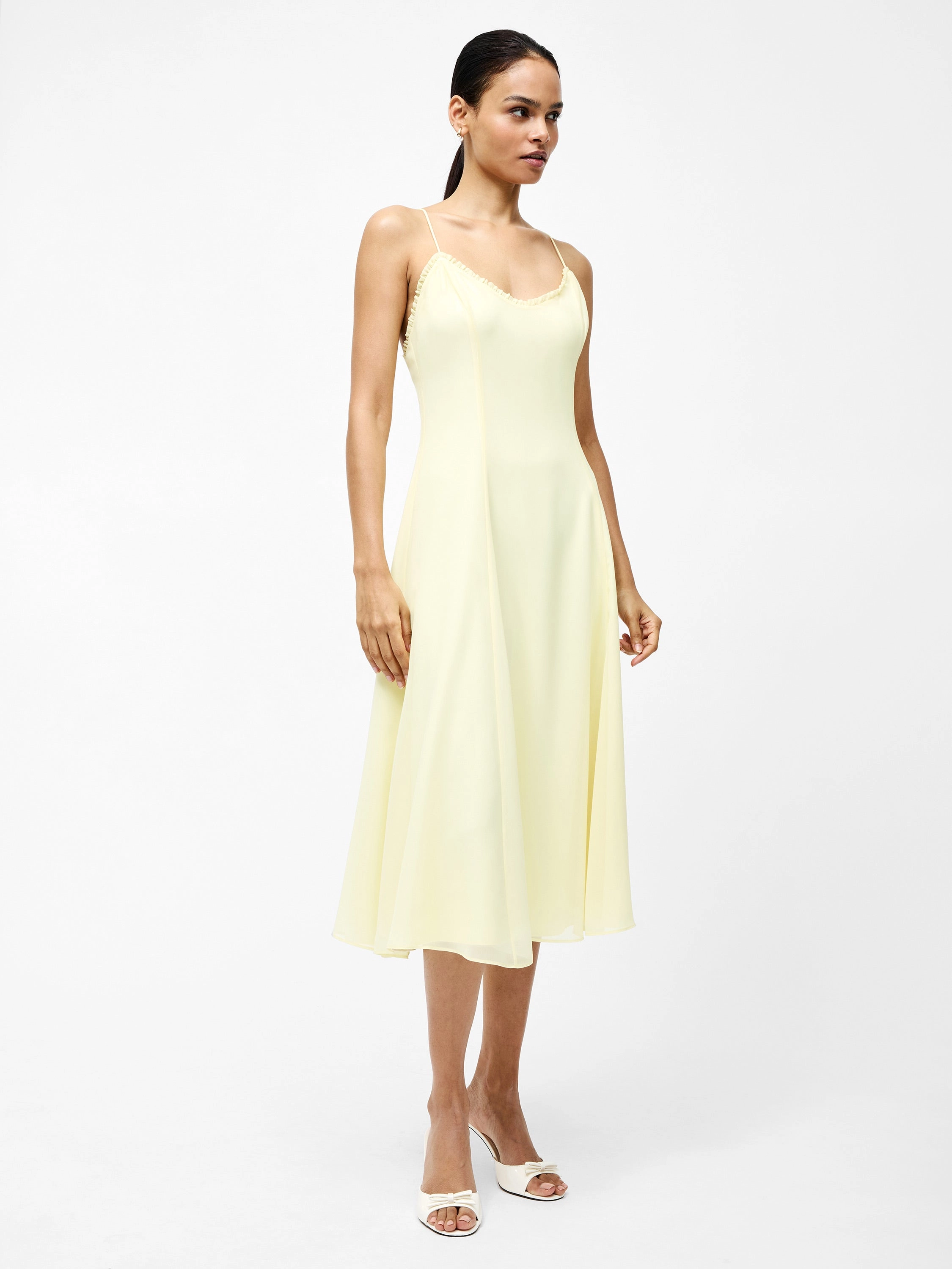Raya Chiffon Ruffle Neck Midi Dress