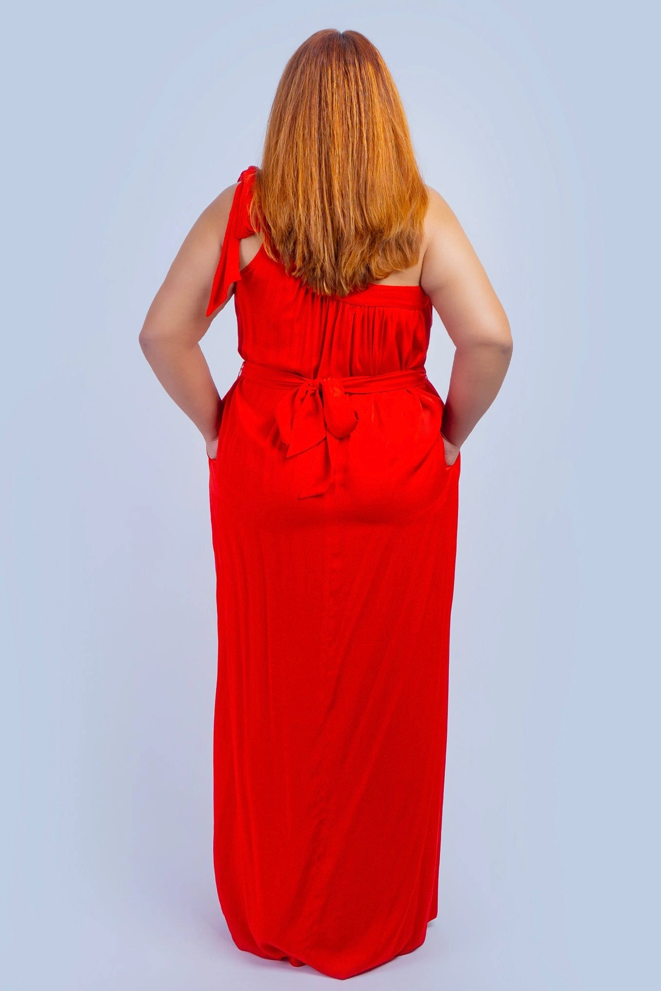 Red One Shoulder Relax Maxi Dress