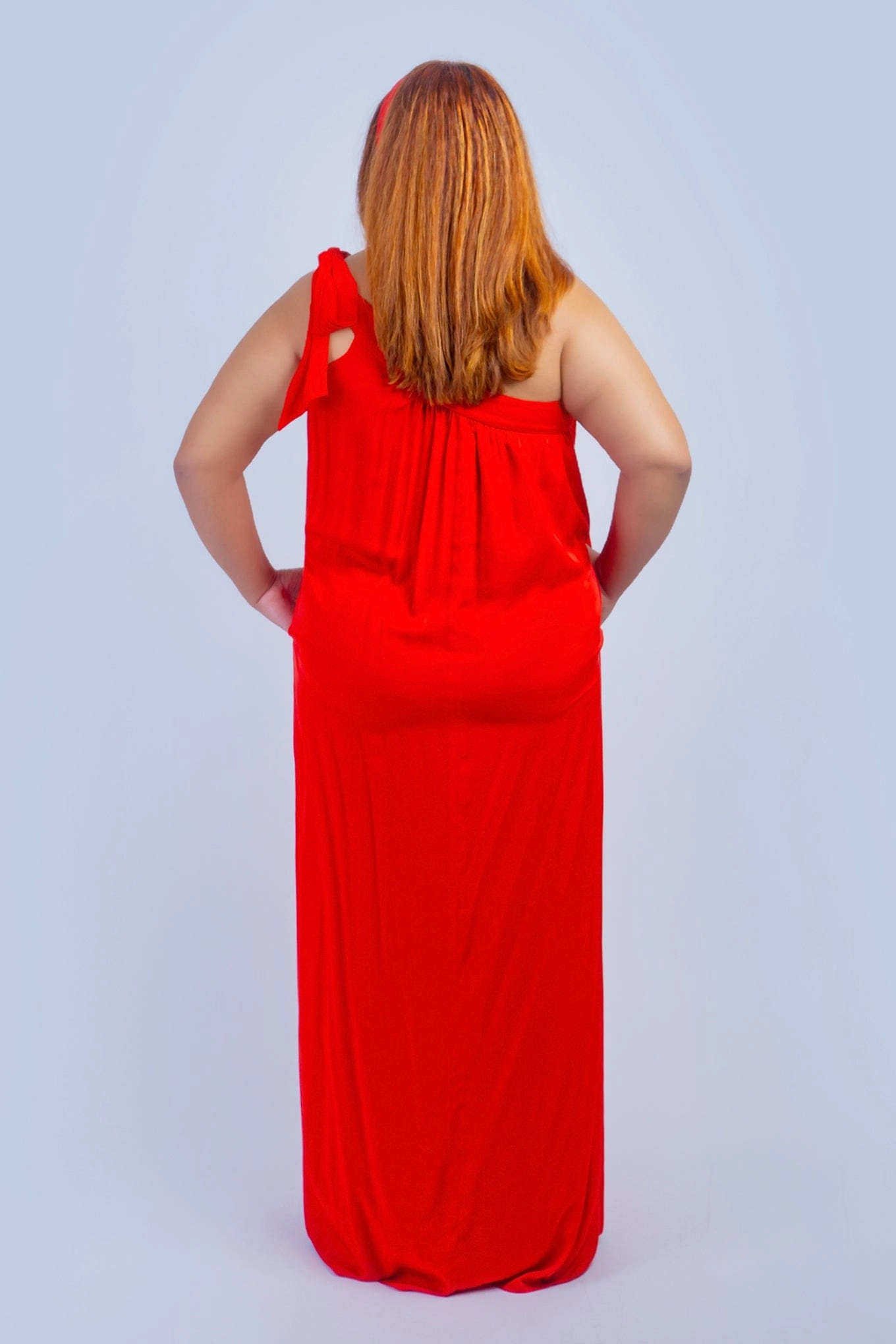 Red One Shoulder Relax Maxi Dress