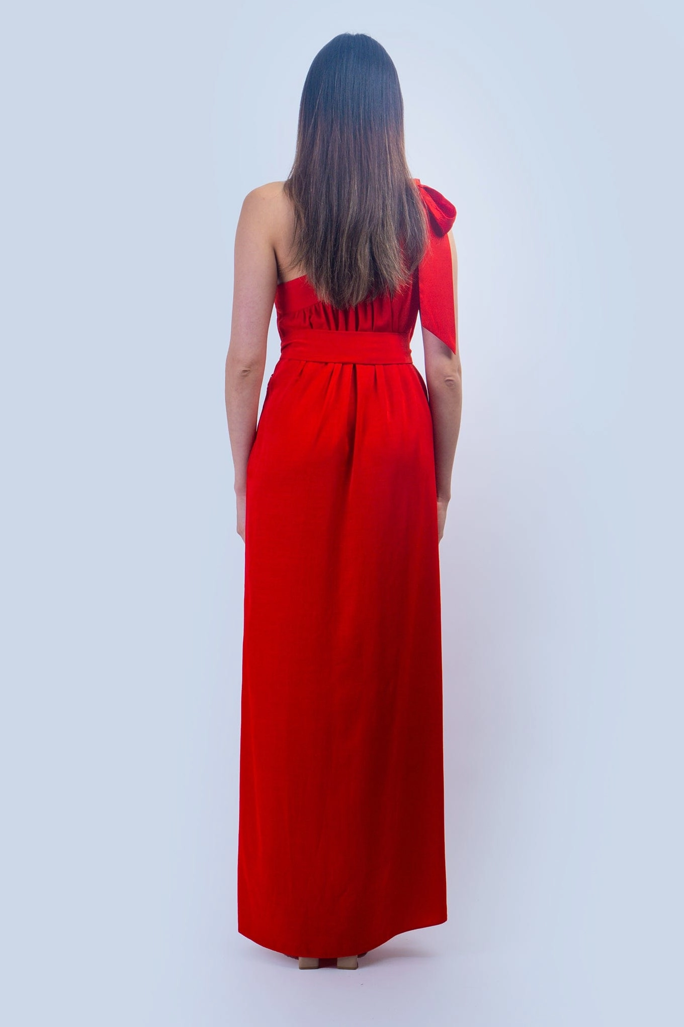 Red One Shoulder Relax Maxi Dress