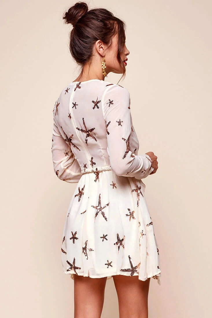 Riley Star Wrap Dress Beige