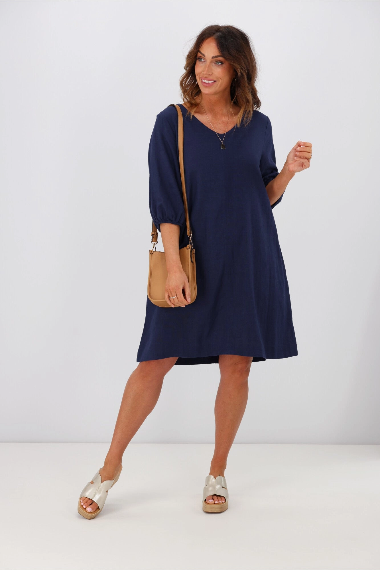 Shine On Label Vanessa Puff Sleeve Mini Dress Midnight