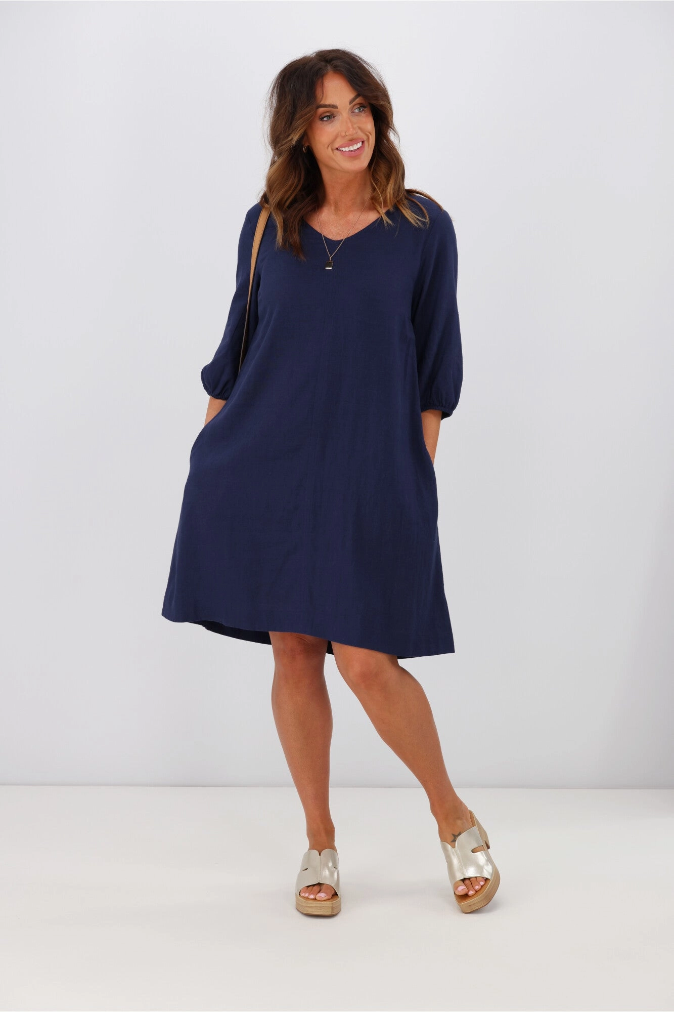 Shine On Label Vanessa Puff Sleeve Mini Dress Midnight