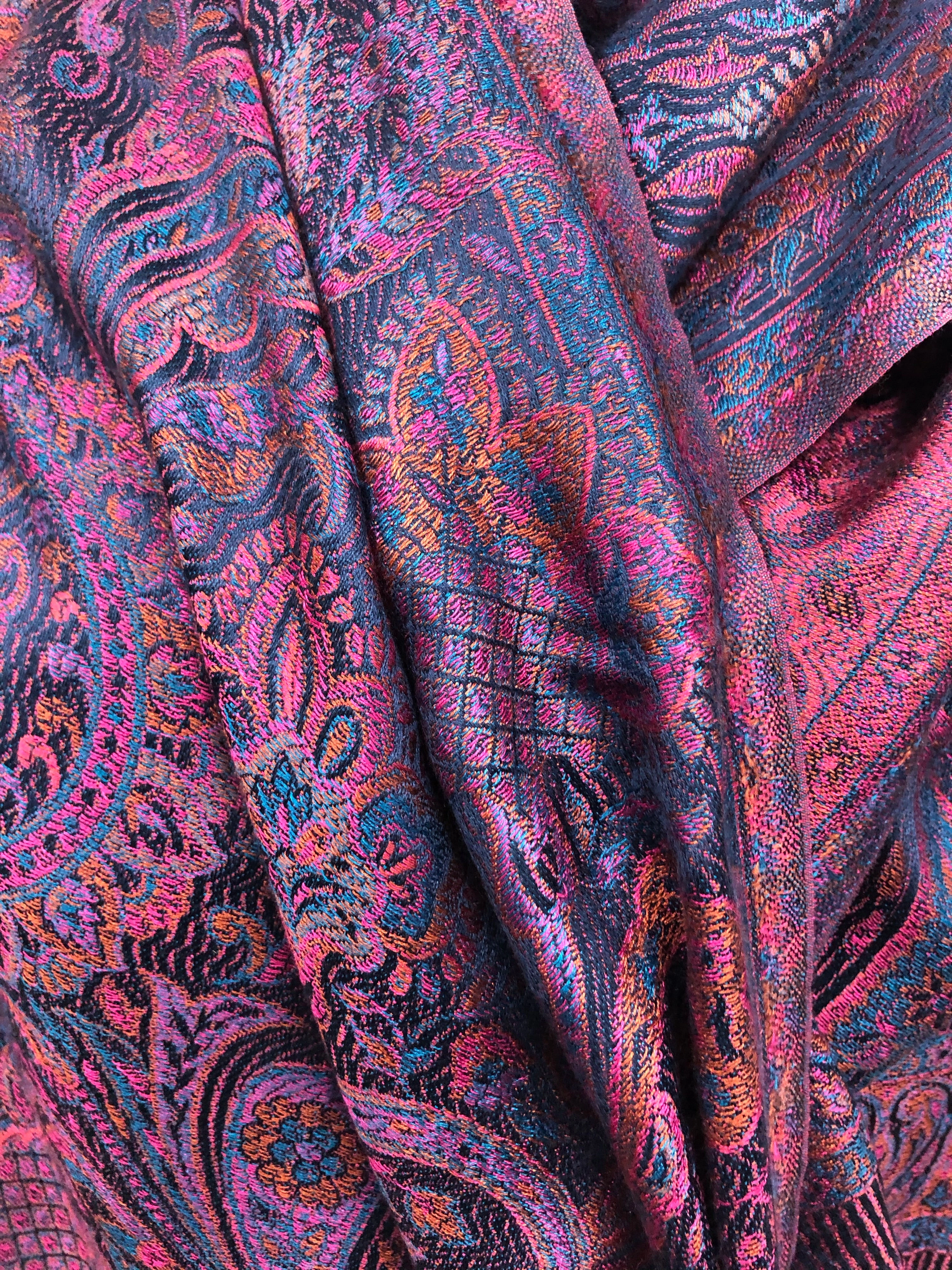 Silk jacquard loomed shawl