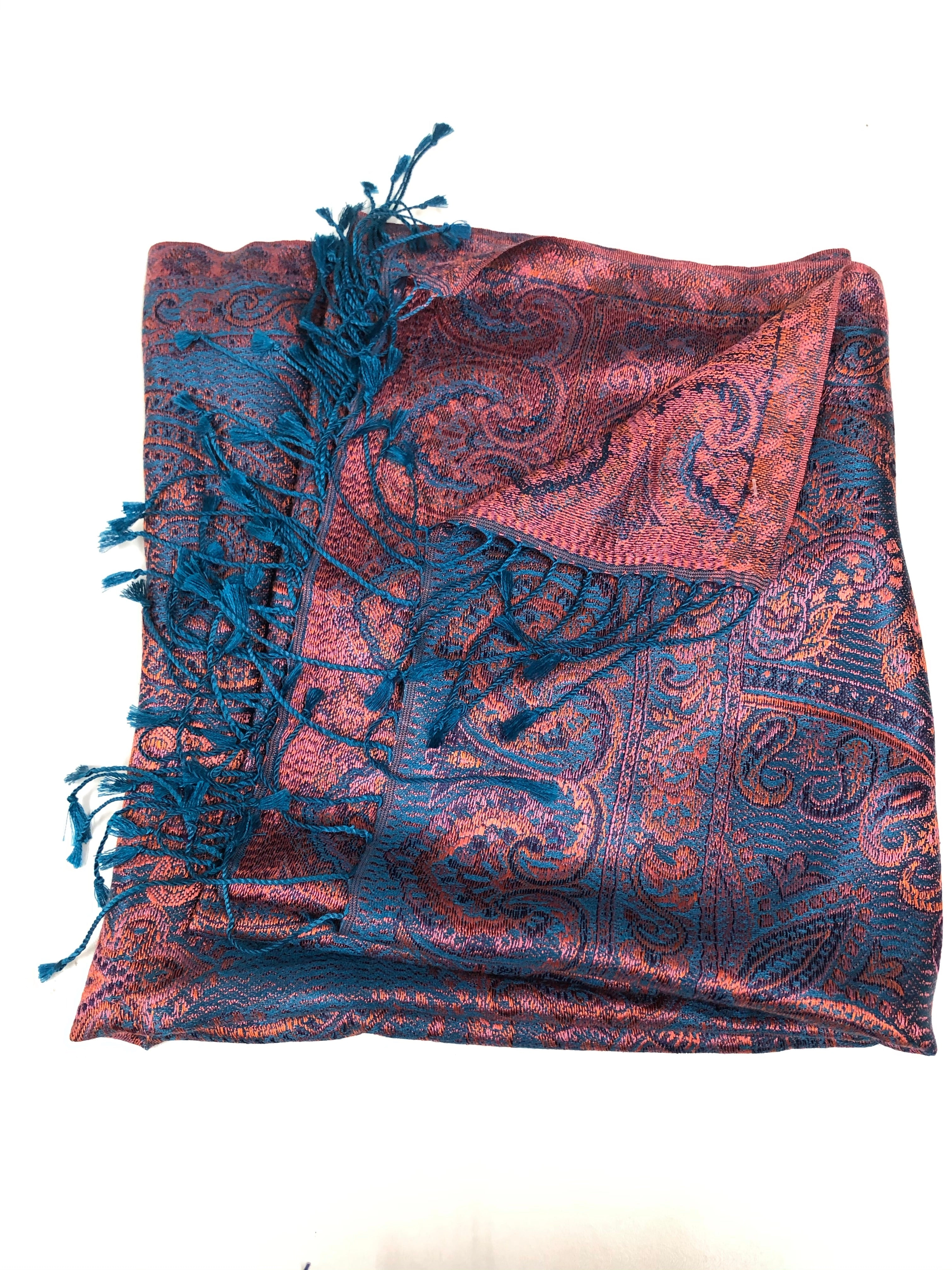 Silk jacquard loomed shawl