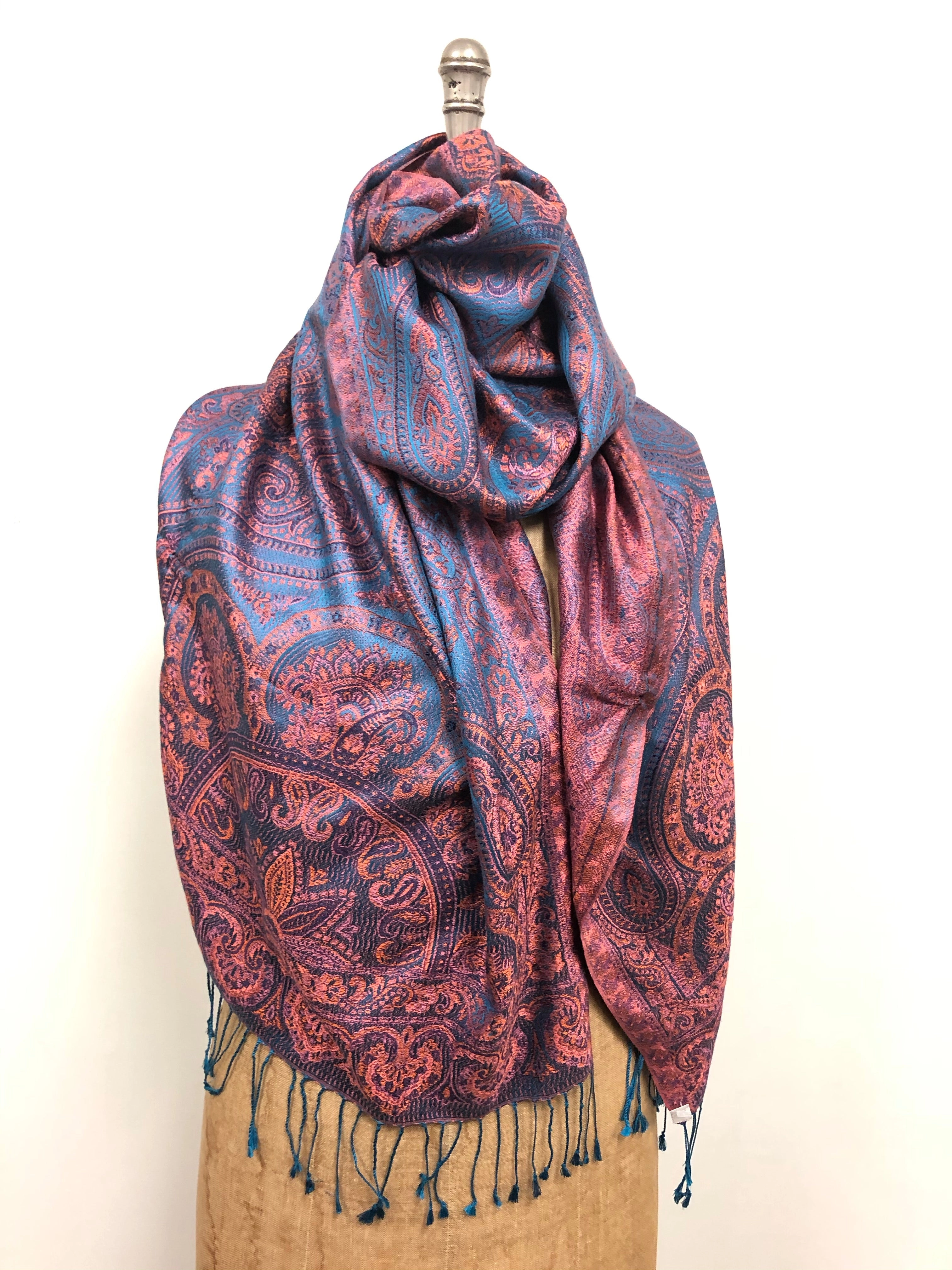 Silk jacquard loomed shawl