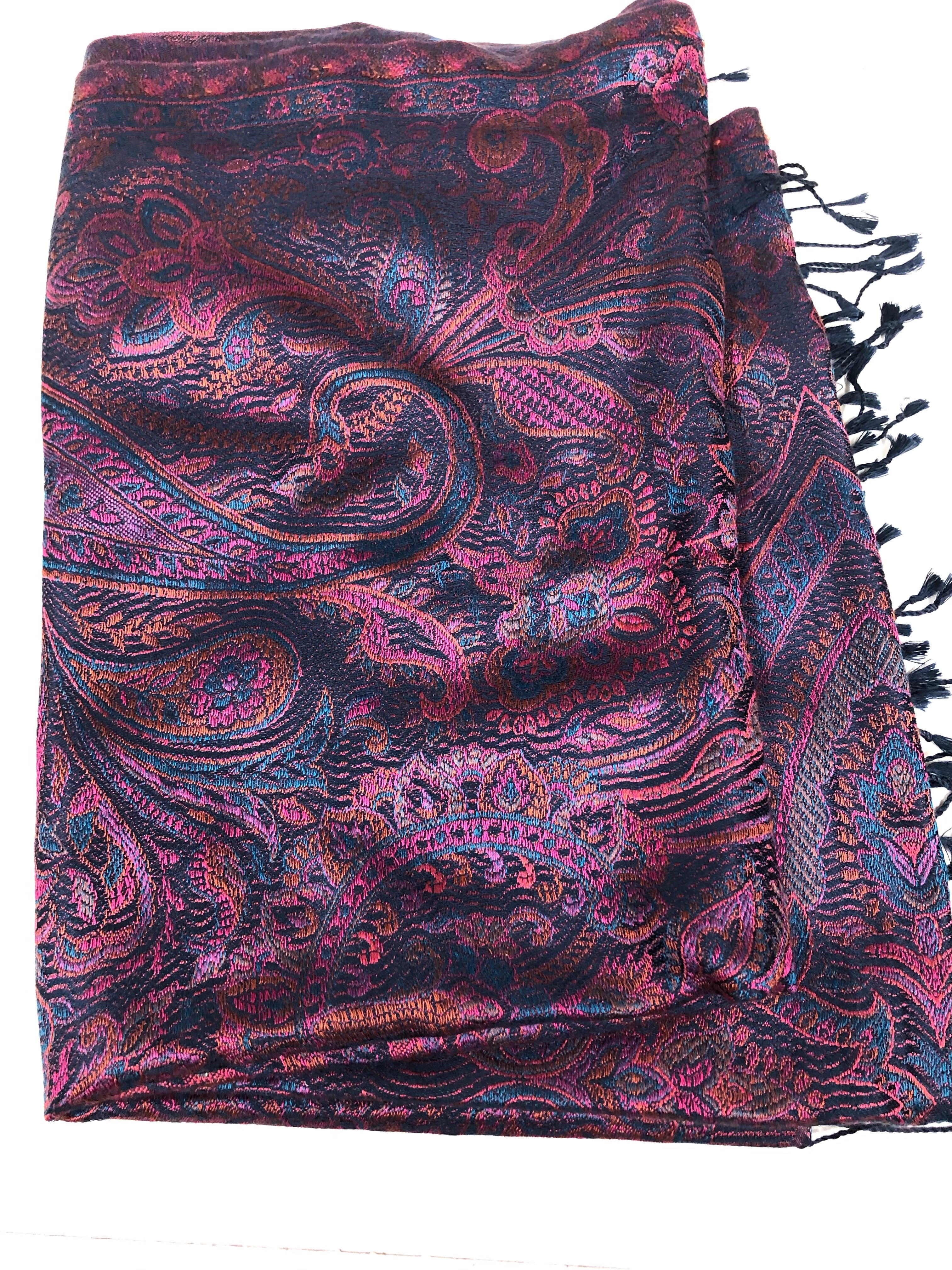 Silk jacquard loomed shawl