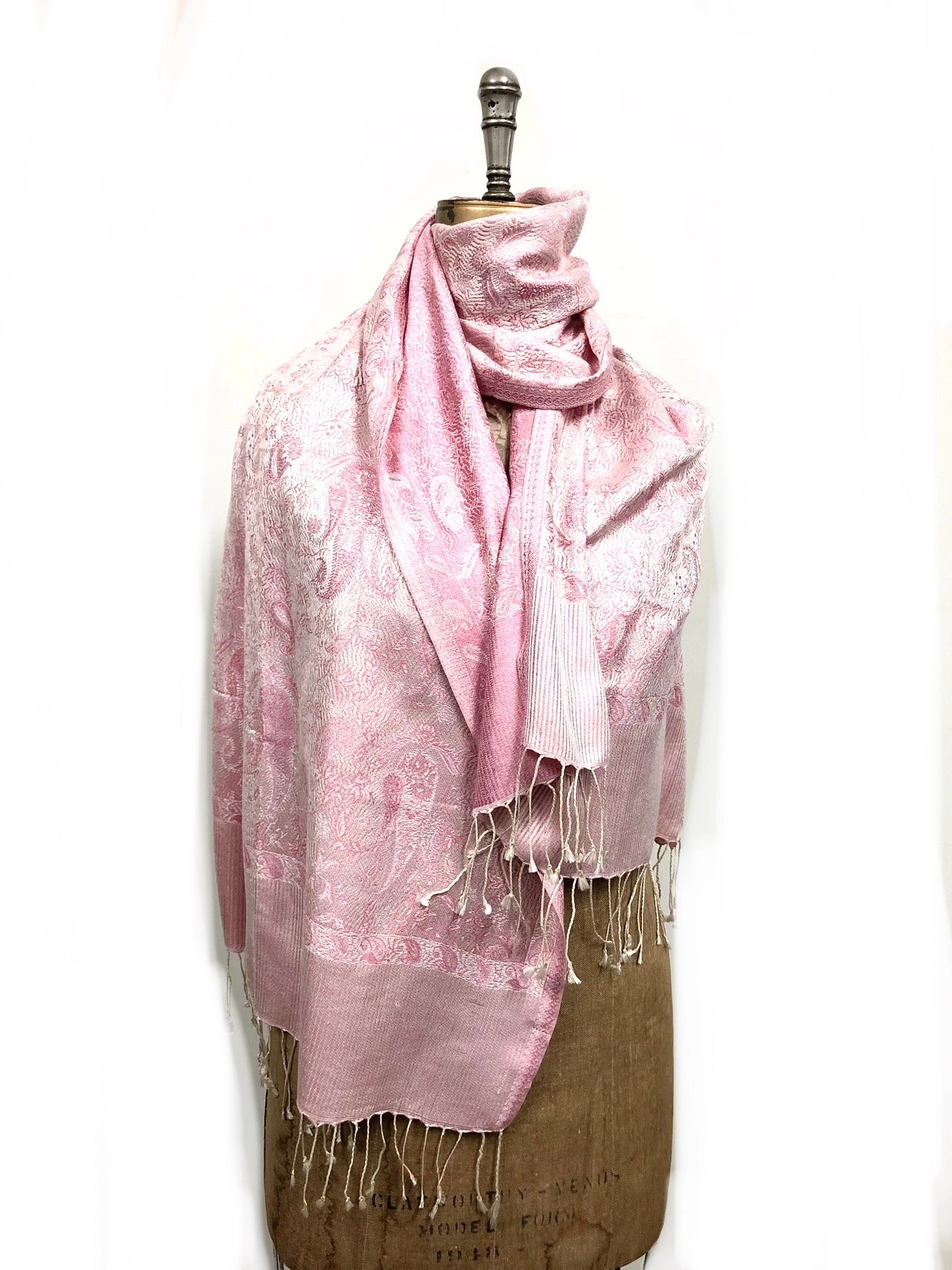 Silk jacquard loomed shawl