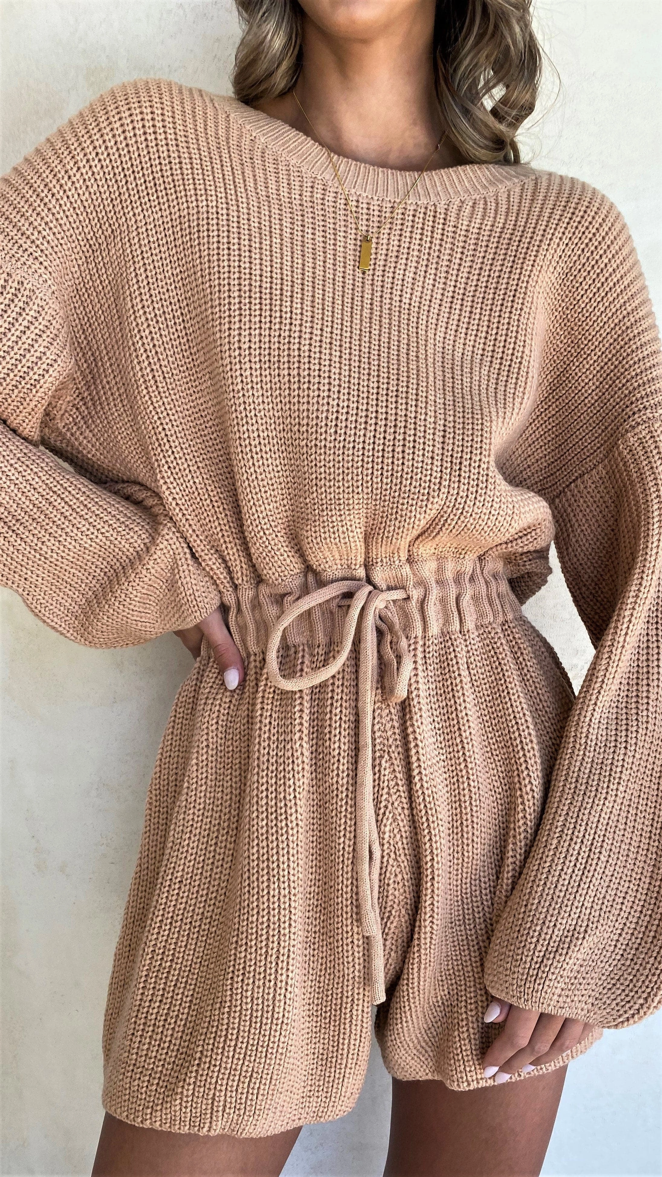 Sol Knit Playsuit - Camel