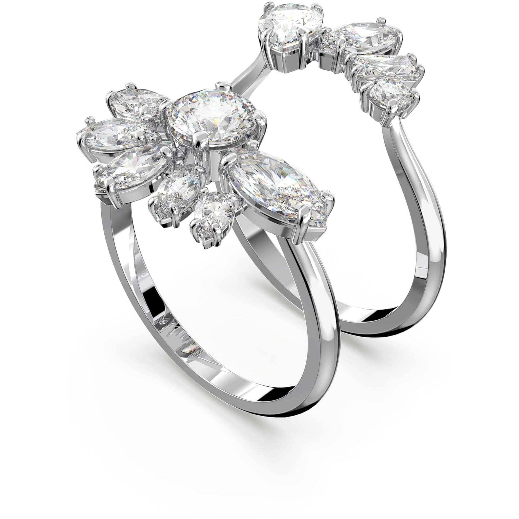 Swarovski Women's Ring - Gema Rhodium Plated Zirconia Cocktail, Size 55 | 5644665