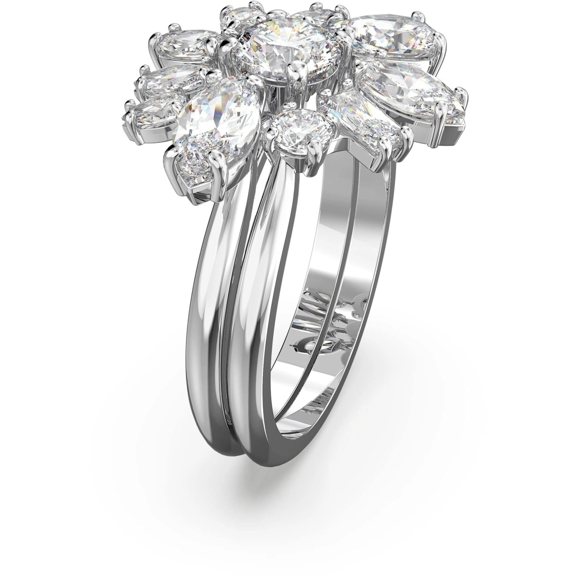 Swarovski Women's Ring - Gema Rhodium Plated Zirconia Cocktail, Size 55 | 5644665