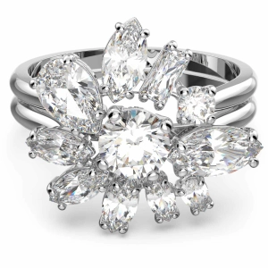 Swarovski Women's Ring - Gema Rhodium Plated Zirconia Cocktail, Size 55 | 5644665