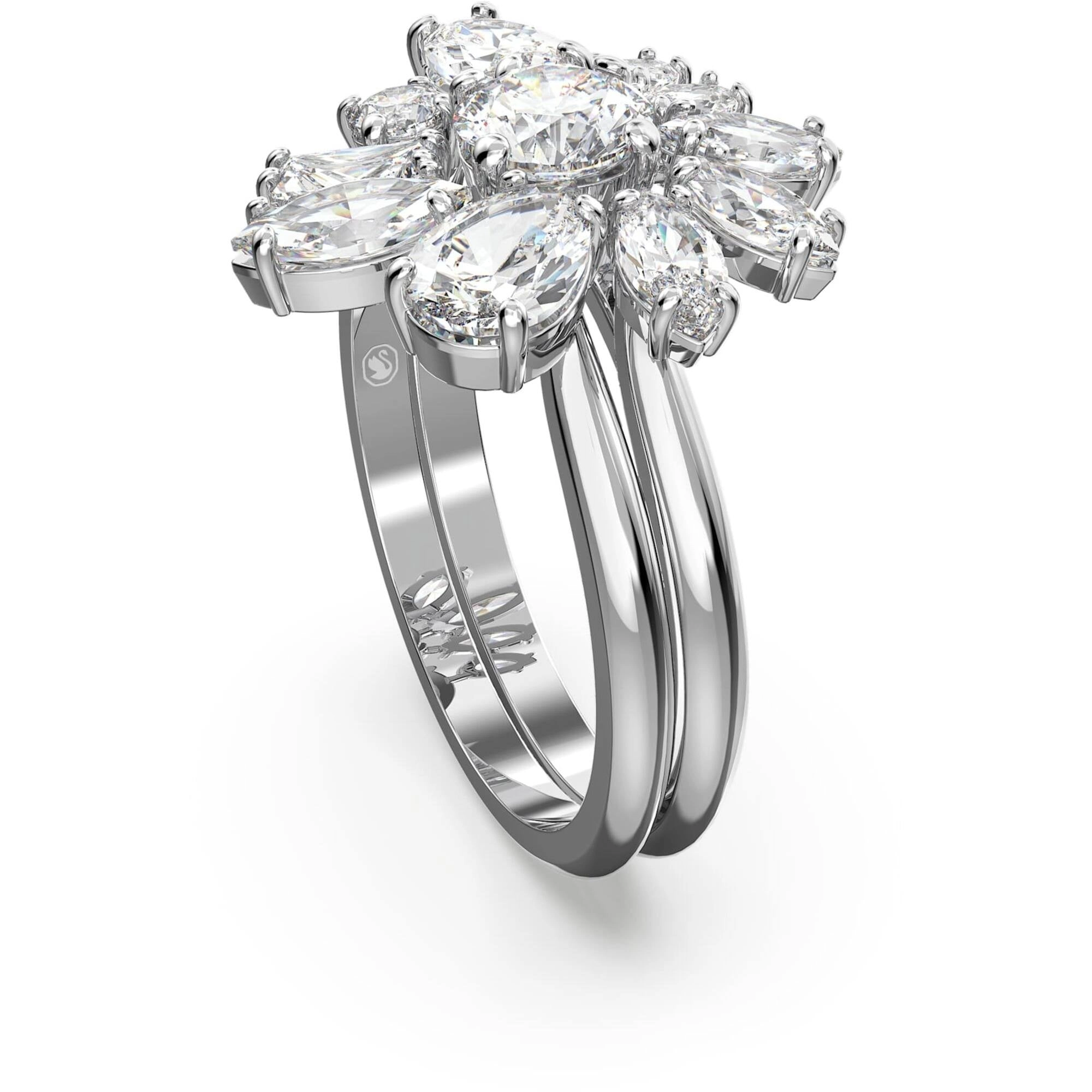 Swarovski Women's Ring - Gema Rhodium Plated Zirconia Cocktail, Size 55 | 5644665