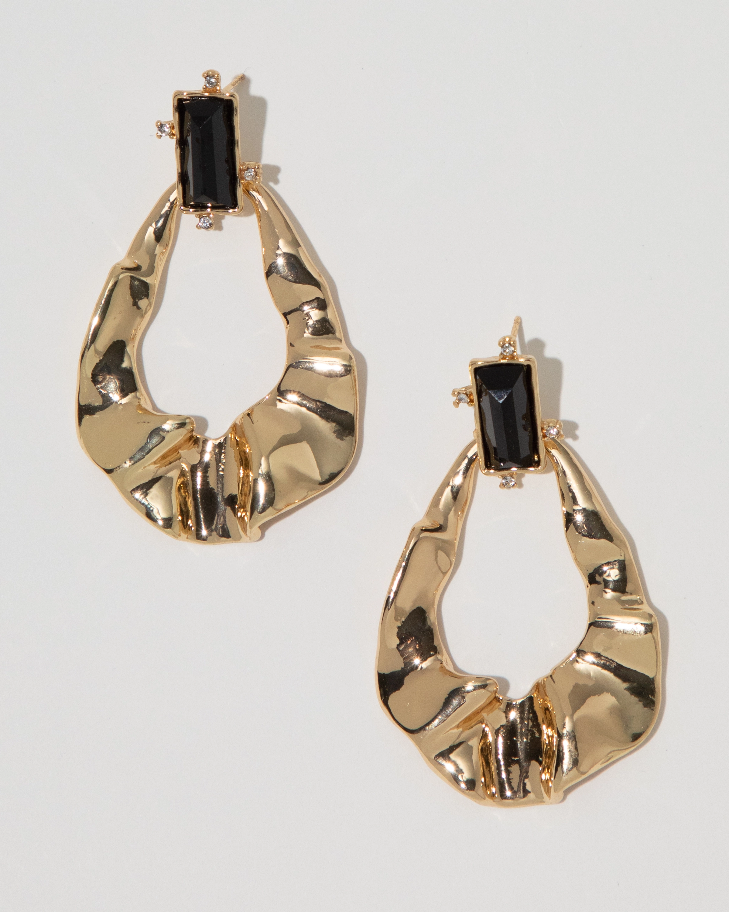 Textured Drop Hoop Earrings