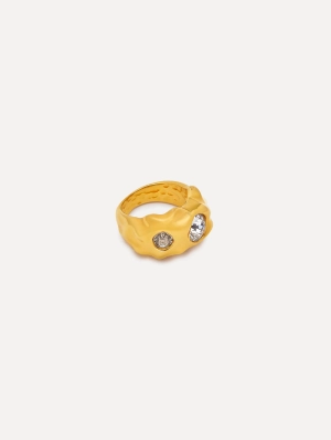 Textured Metal Crystal Ring