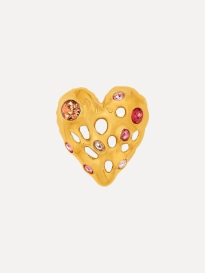 Textured Metal Heart Brooch