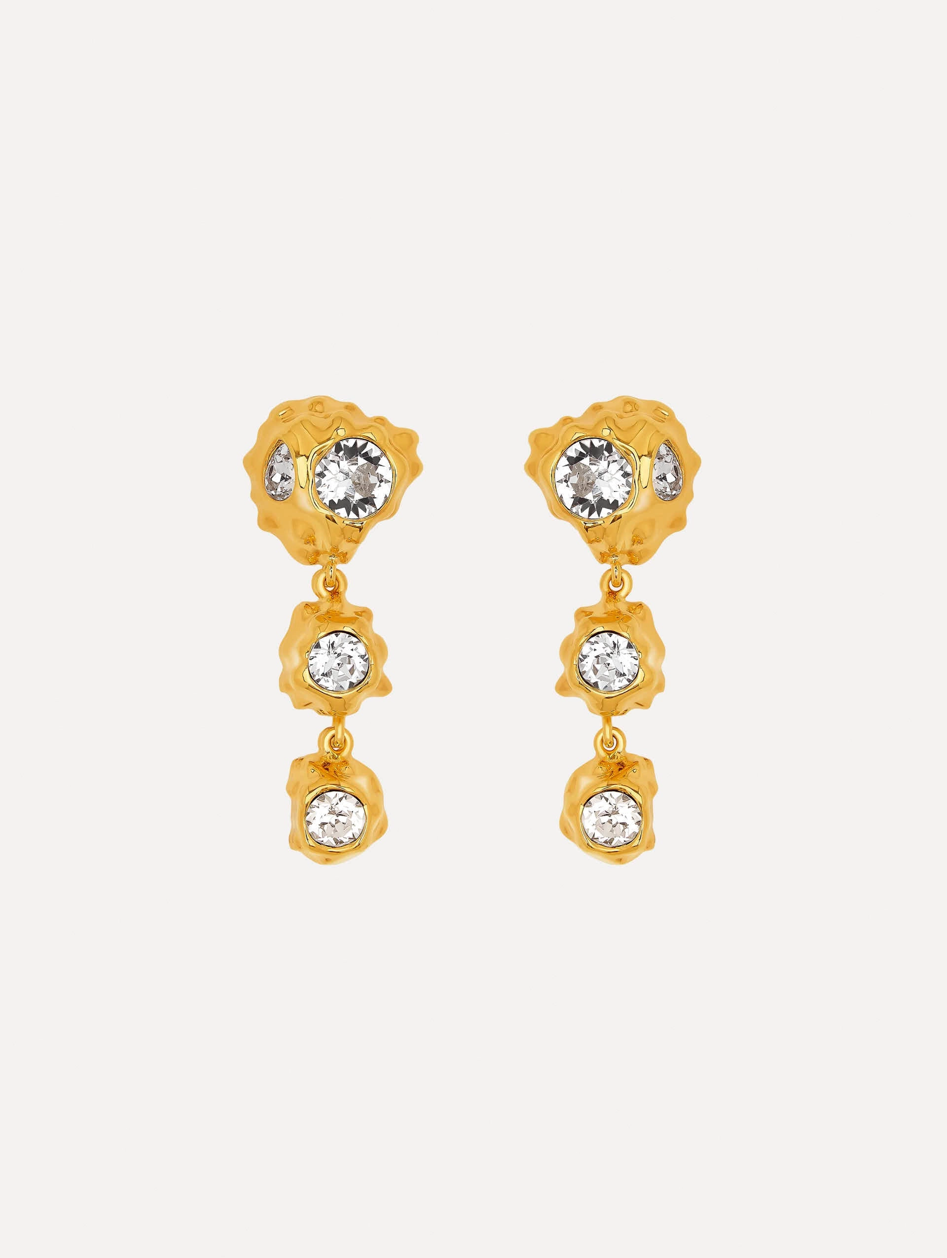 Textured Metal Triple Drop Earrings