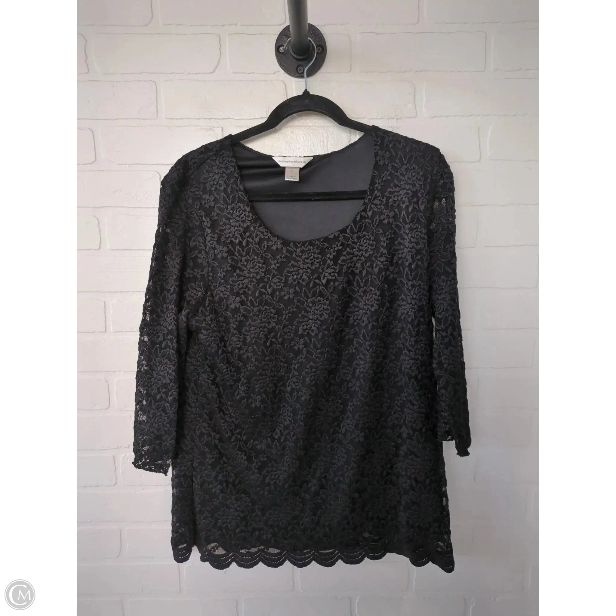 Tunic 3/4 Sleeve By Christopher And Banks In Black, Size: Xl