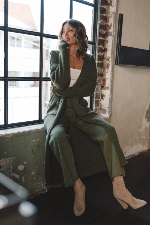 Valery Long Cardigan - Olive