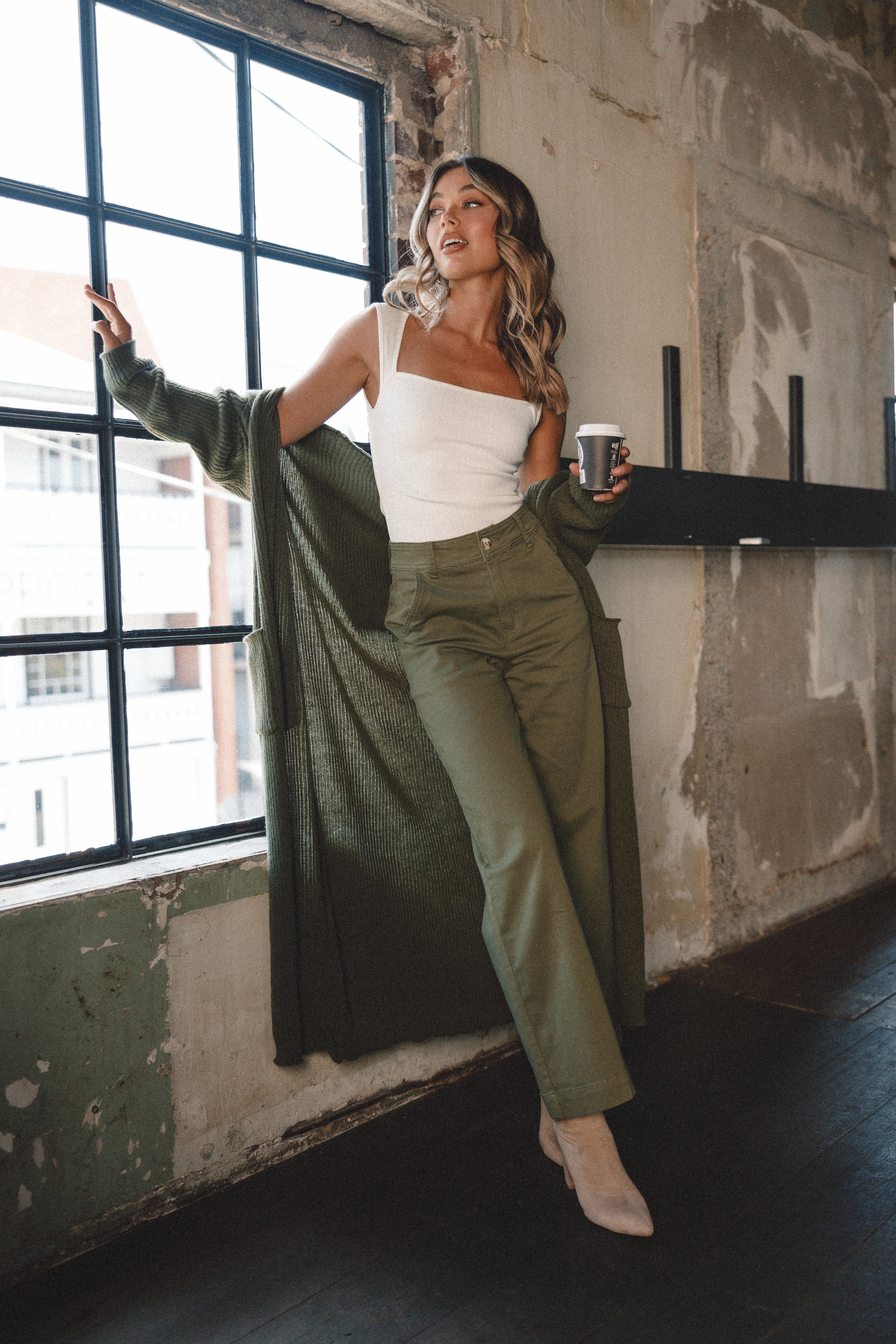 Valery Long Cardigan - Olive
