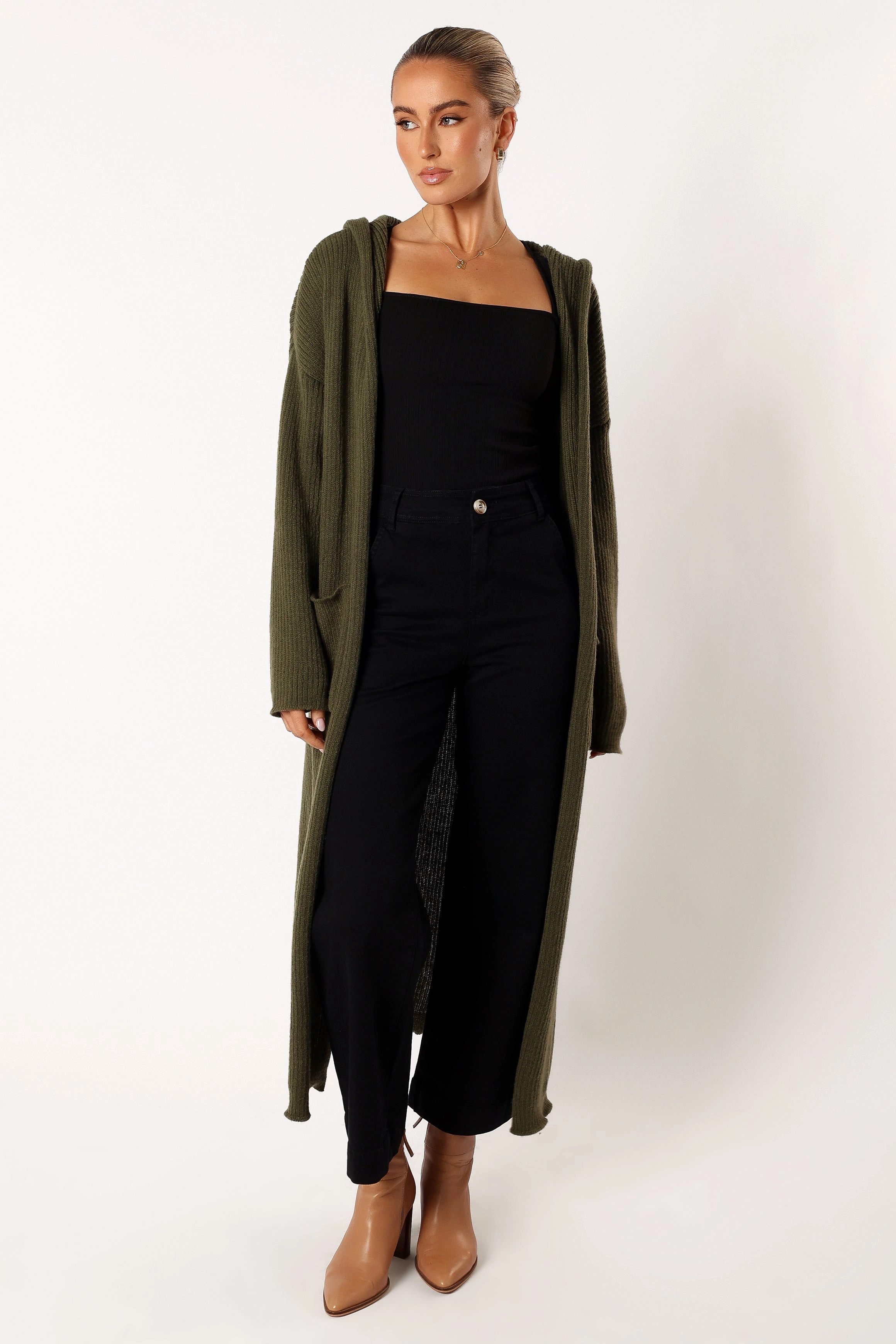 Valery Long Cardigan - Olive