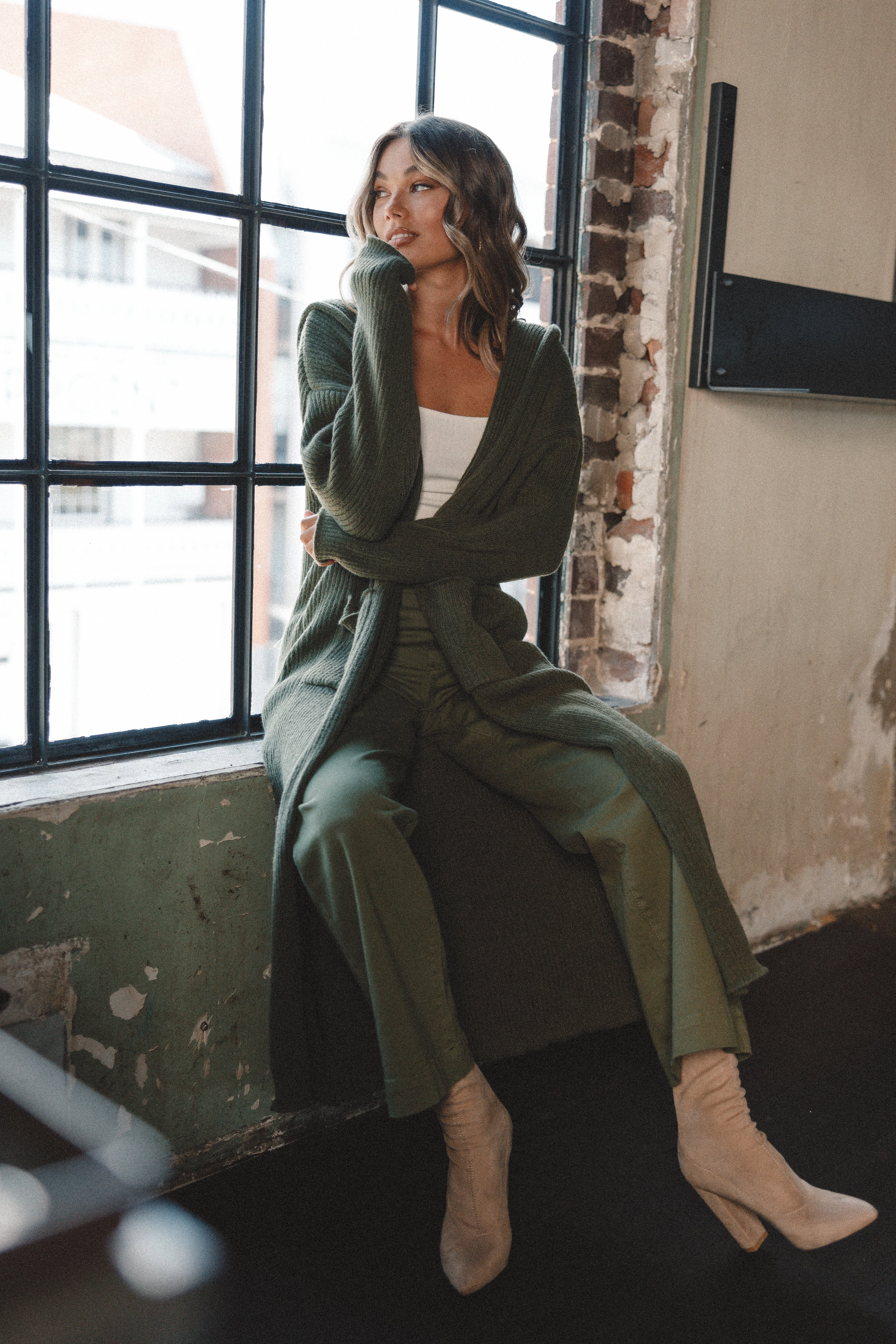 Valery Long Cardigan - Olive